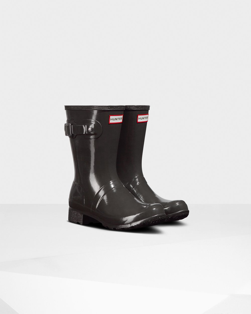 Women Hunter Original Tour Foldable Gloss | Short Rain Boots Dark Grey | NZ-32987-ZRSY